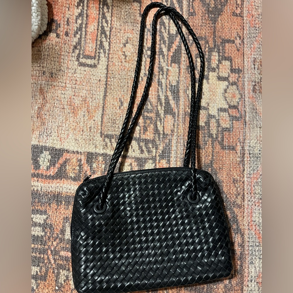 Vintage Navy blue woven leather purse